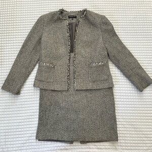 Jones New York Gray Tweed Blazer and Skirt Set
